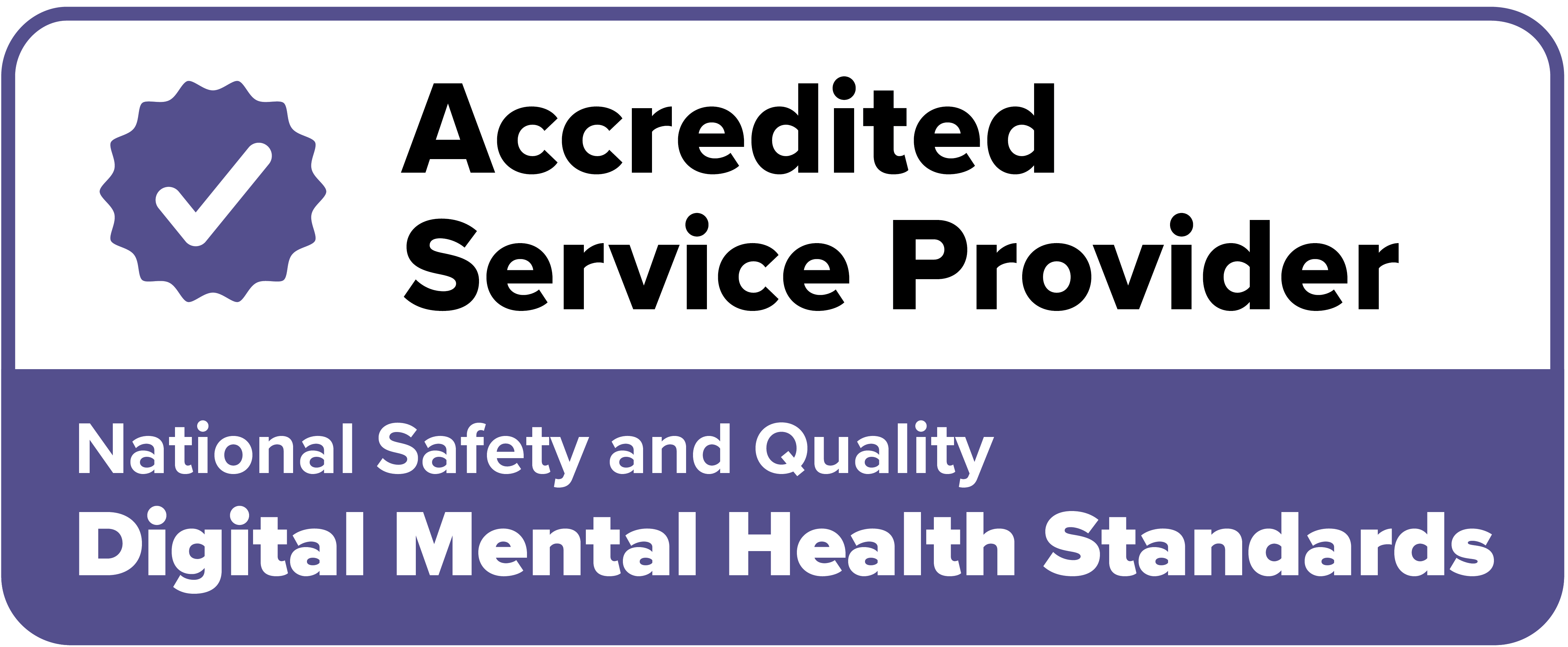 An image of the National Safety and Quality Digital Mental Health Standards accrediation badge, showing that ConnectWell is an Accredited Service Provider